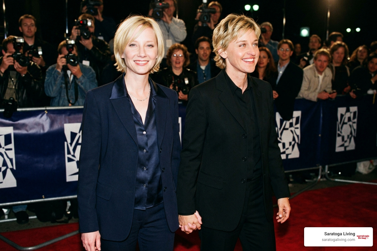 Anne Heche and Ellen DeGeneres attending a public event