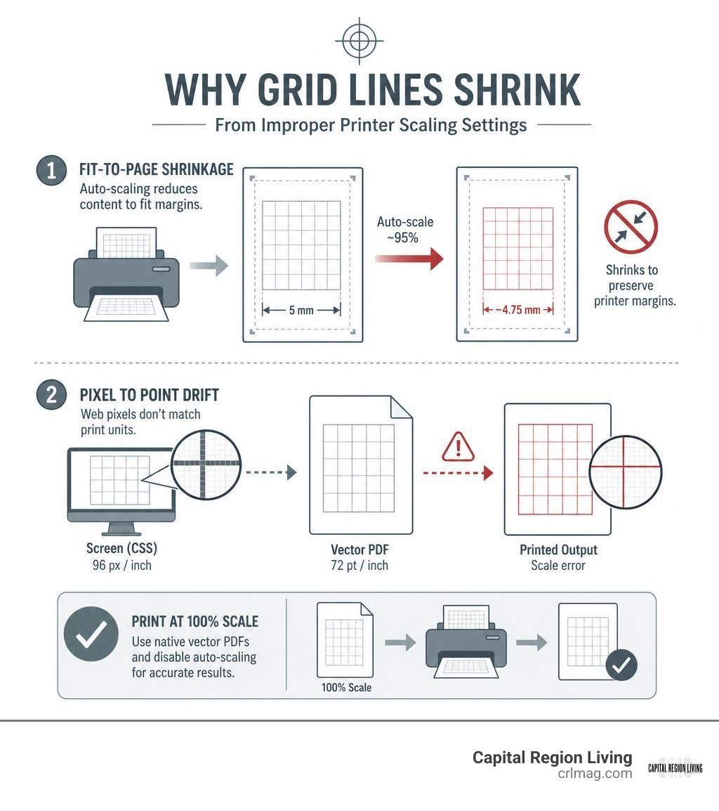 Infographic showing scale loss from improper printer scaling settings infographic
