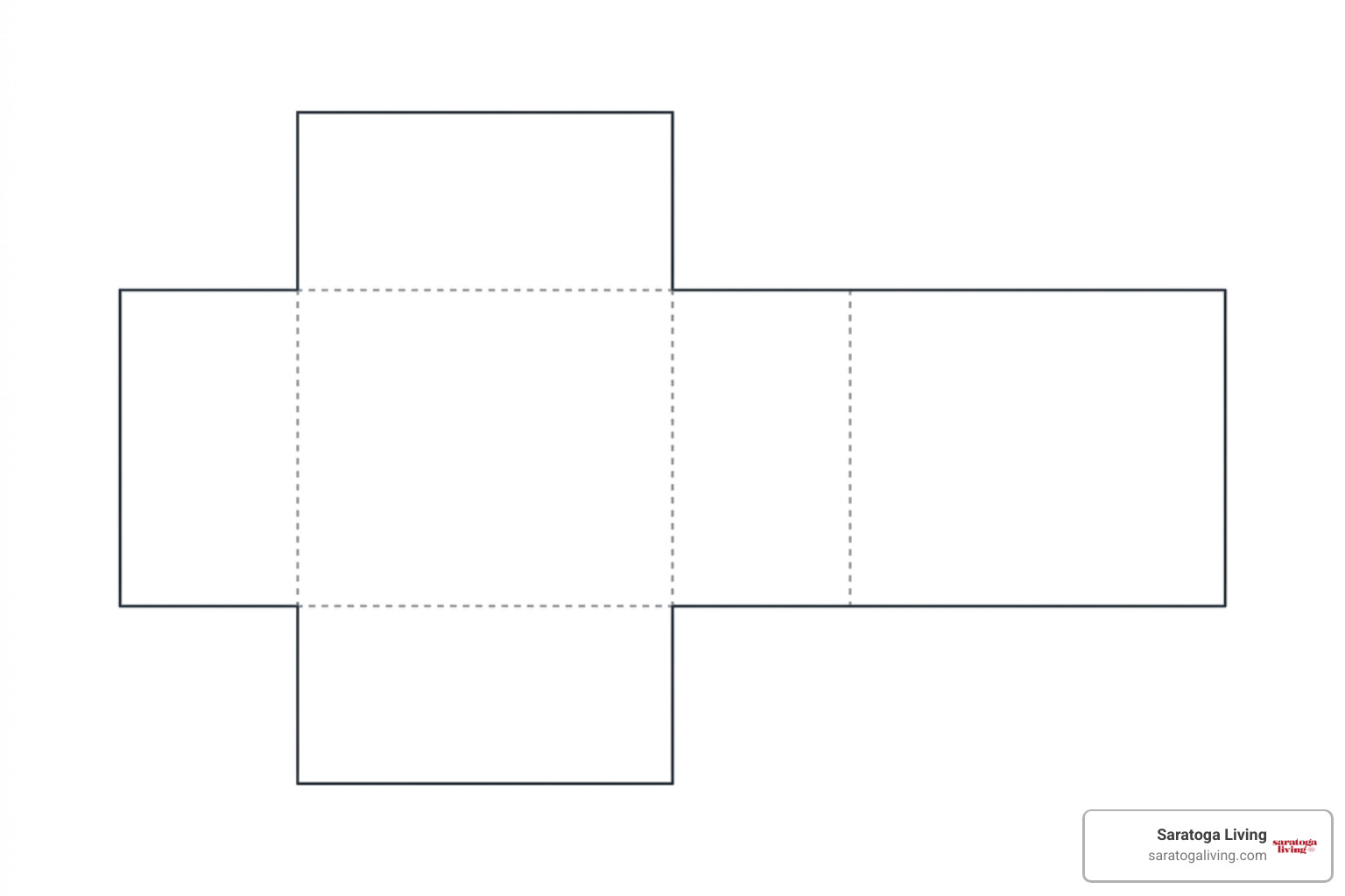 Layout of a 2D printable net for folding a rectangular prism