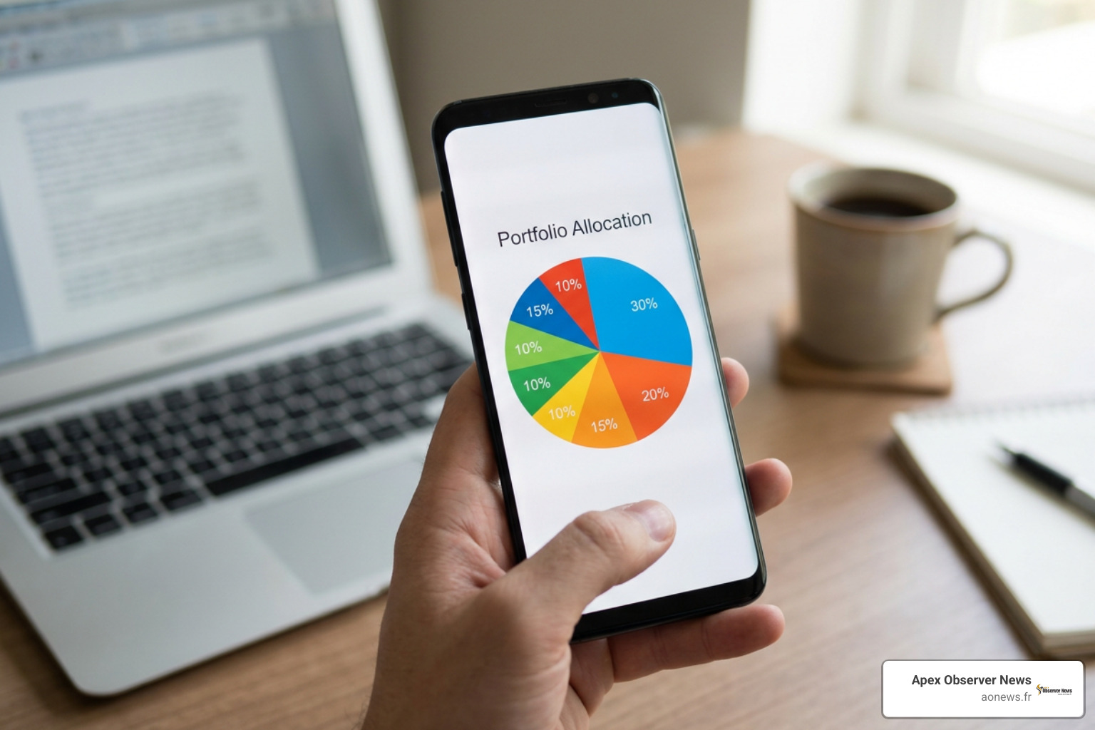 Mobile stock trading app displaying portfolio allocation Mobile stock trading app displaying portfolio allocation