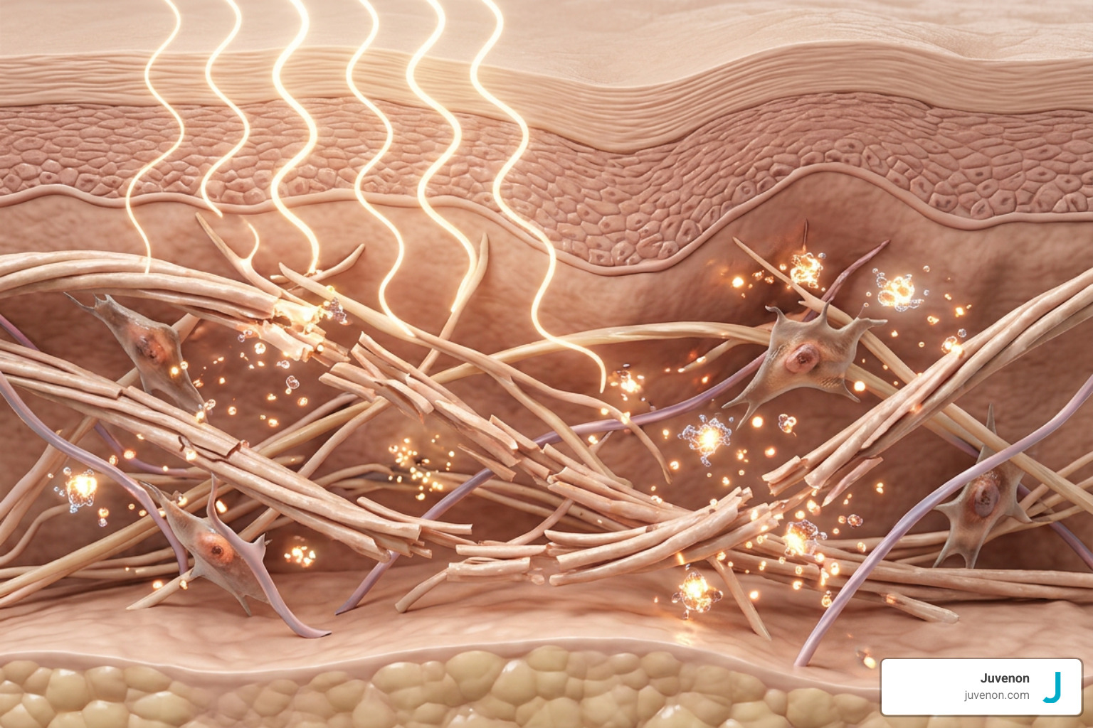 UV rays damaging skin extracellular matrix