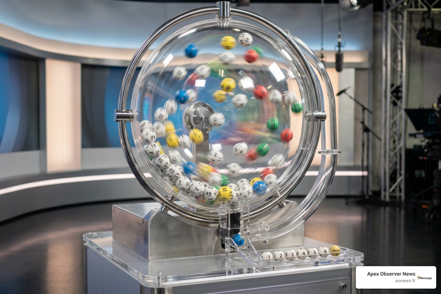 lottery draw machine and balls in motion lottery draw machine and balls in motion