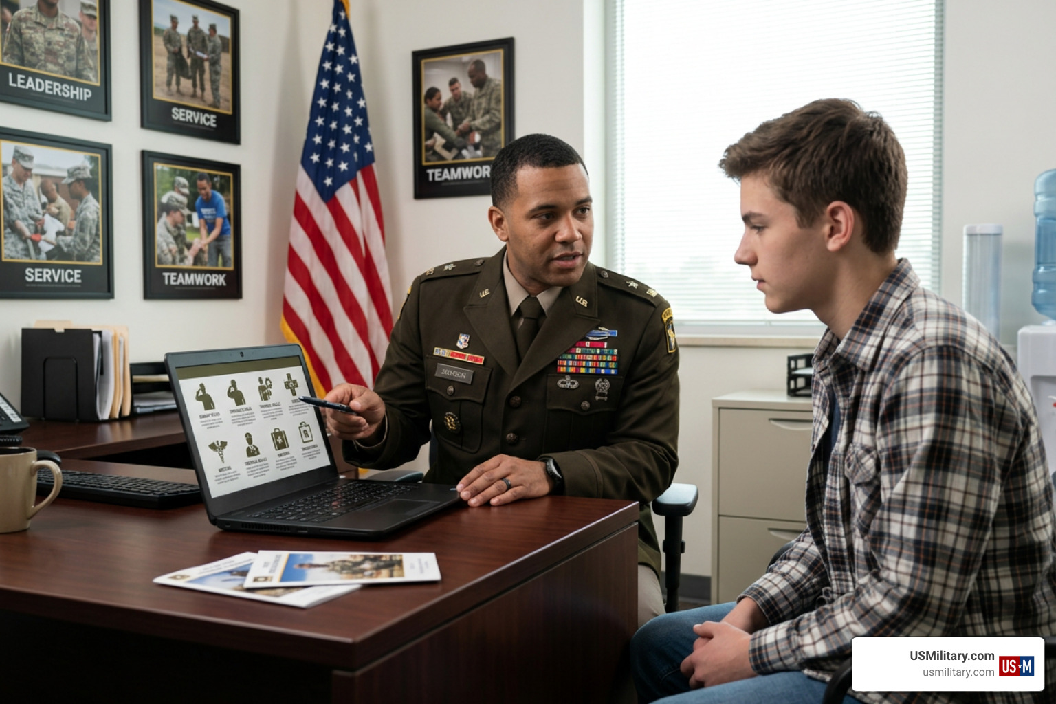Recruiter discussing career paths with a prospect in a modern office Recruiter discussing career paths with a prospect in a modern office
