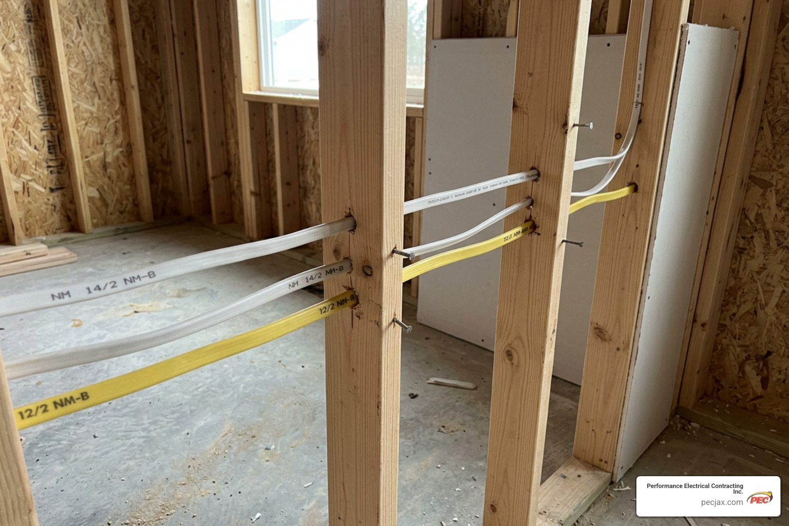 Non-metallic sheathed cables improperly routed without protective nail plates