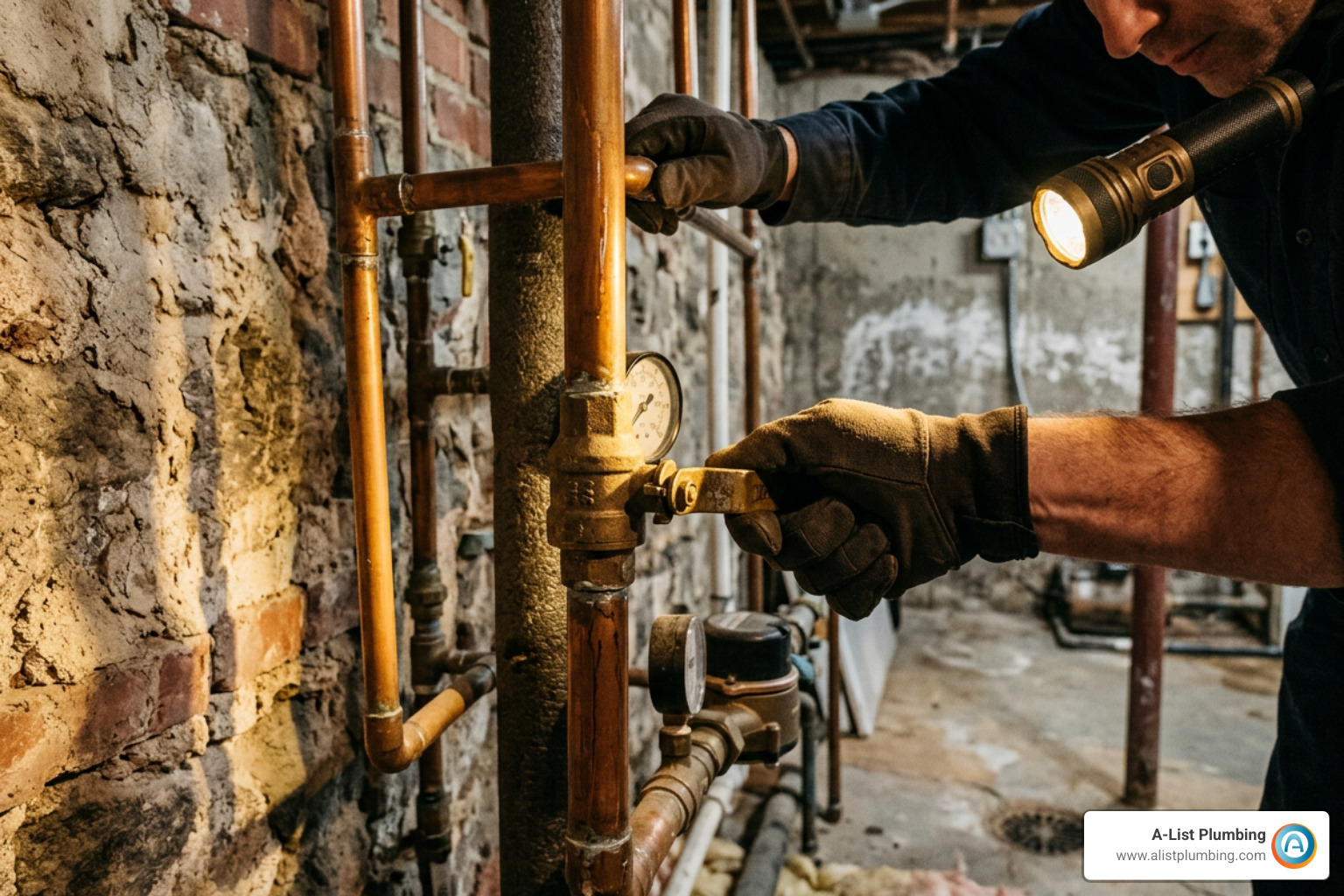 main water shutoff valve and pipe inspection