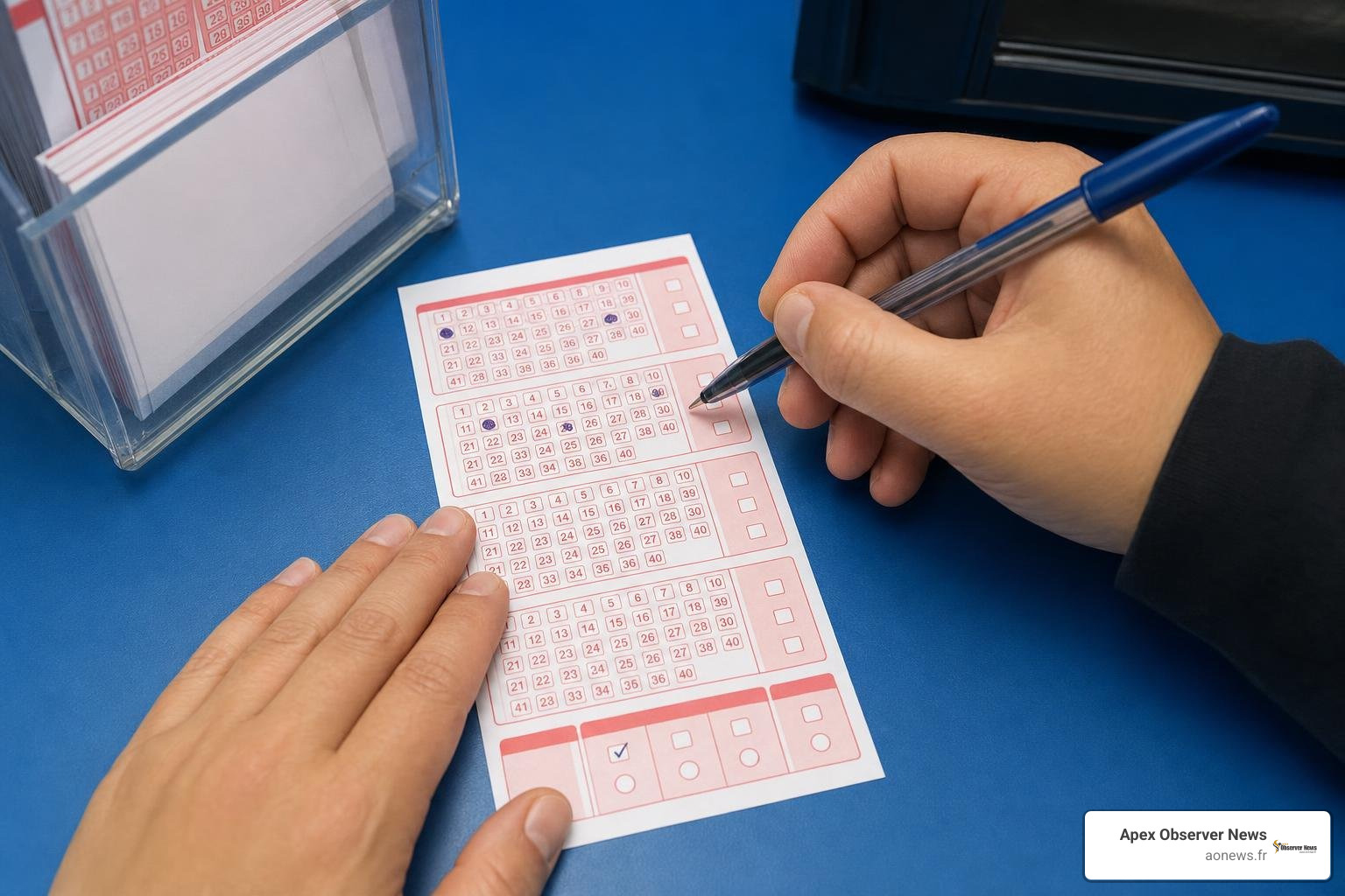 Selecting Double Play option on a lottery ticket slip