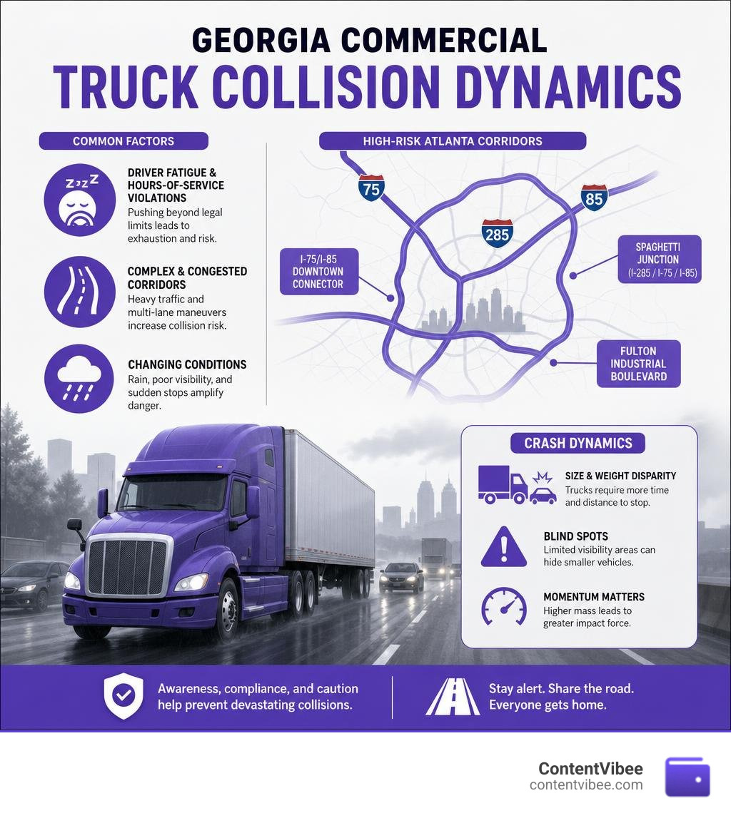 Georgia commercial truck collision dynamics infographic