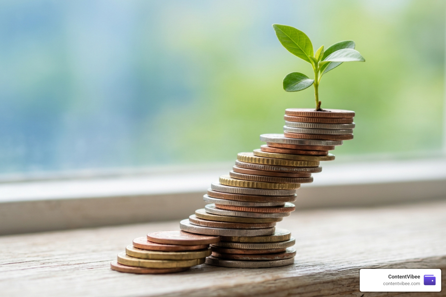 Visual representation of long-term compound portfolio growth through recurring dollar-based investments