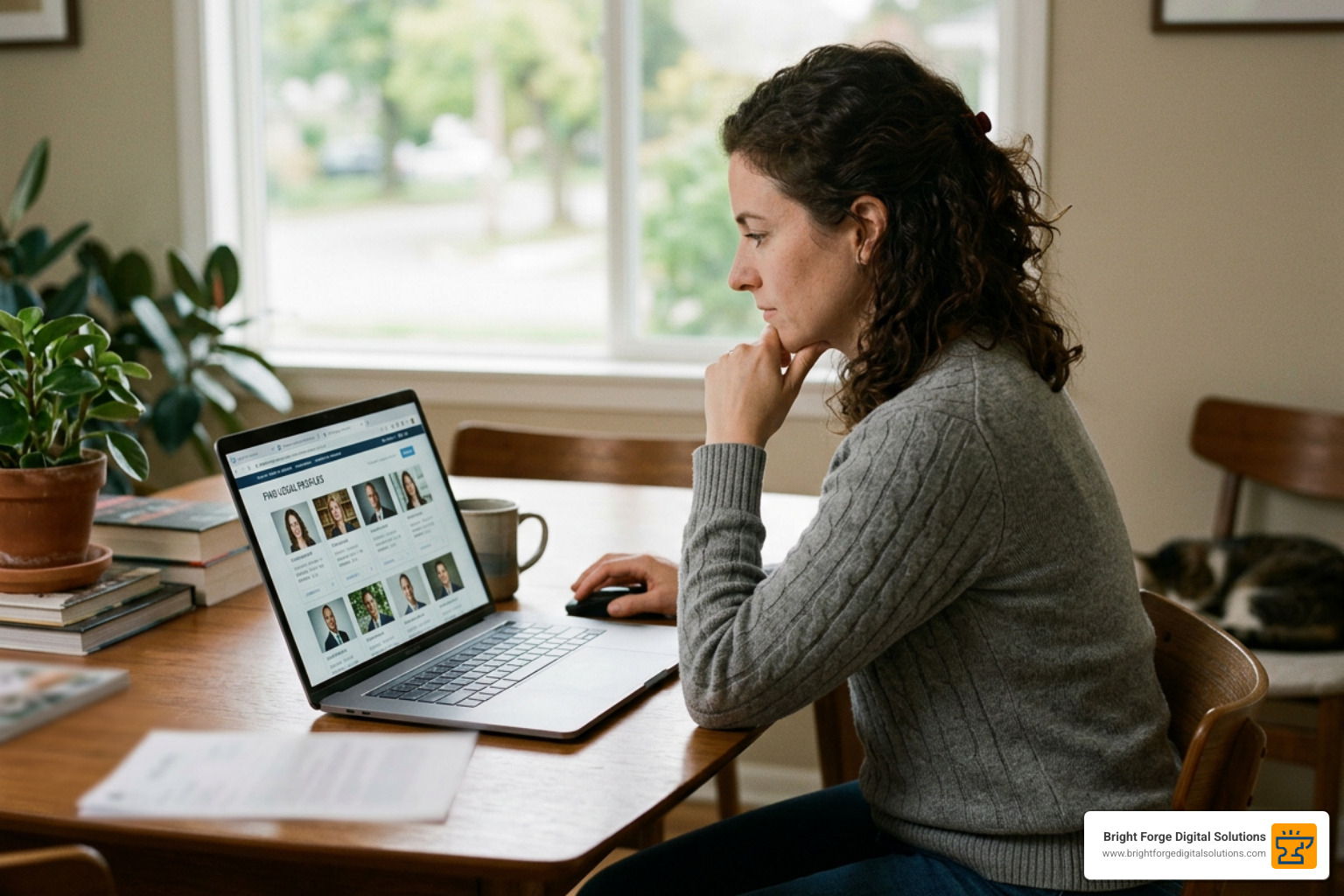 consumer reviewing lawyer profiles online