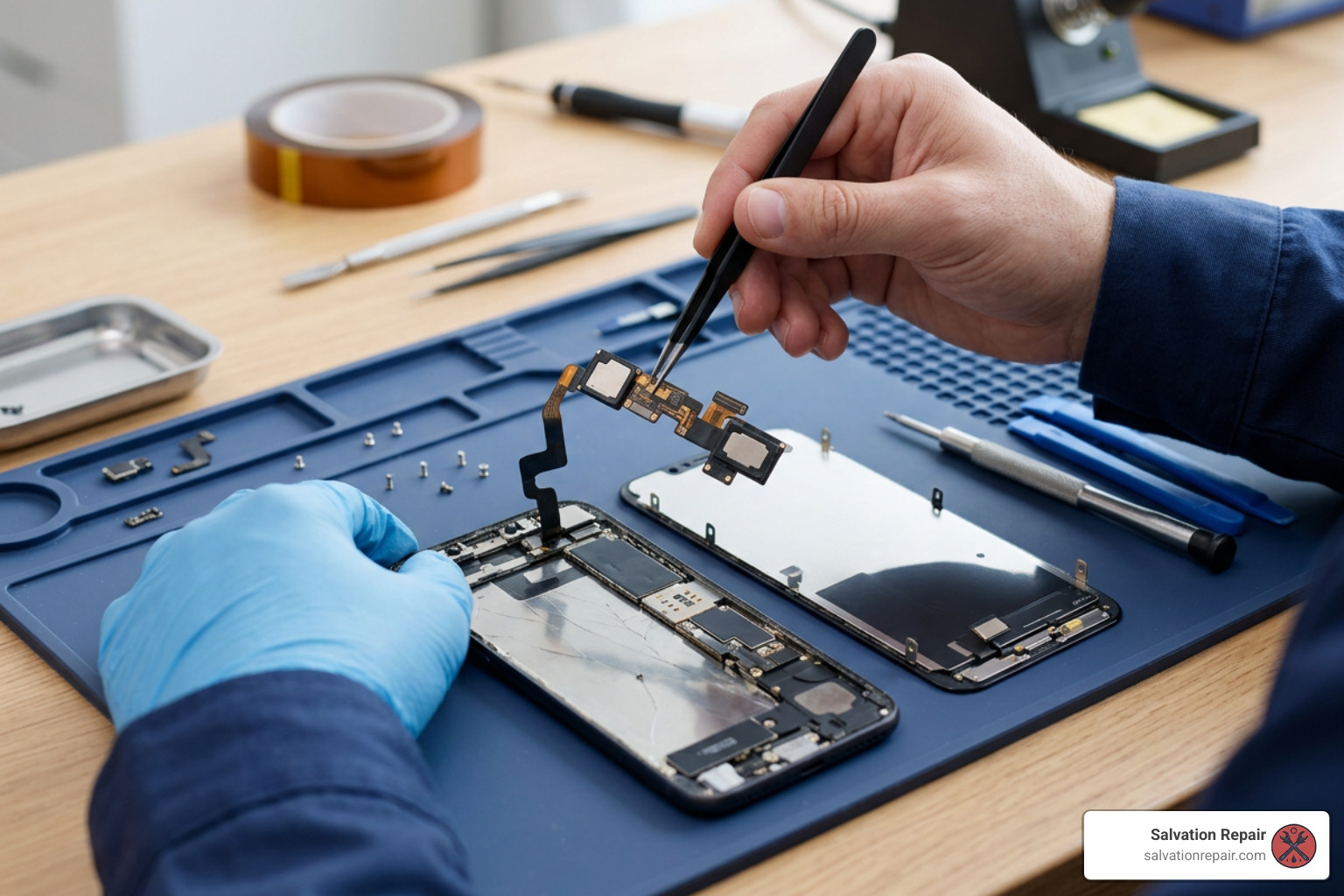 Detailed view of top sensor assembly transfer