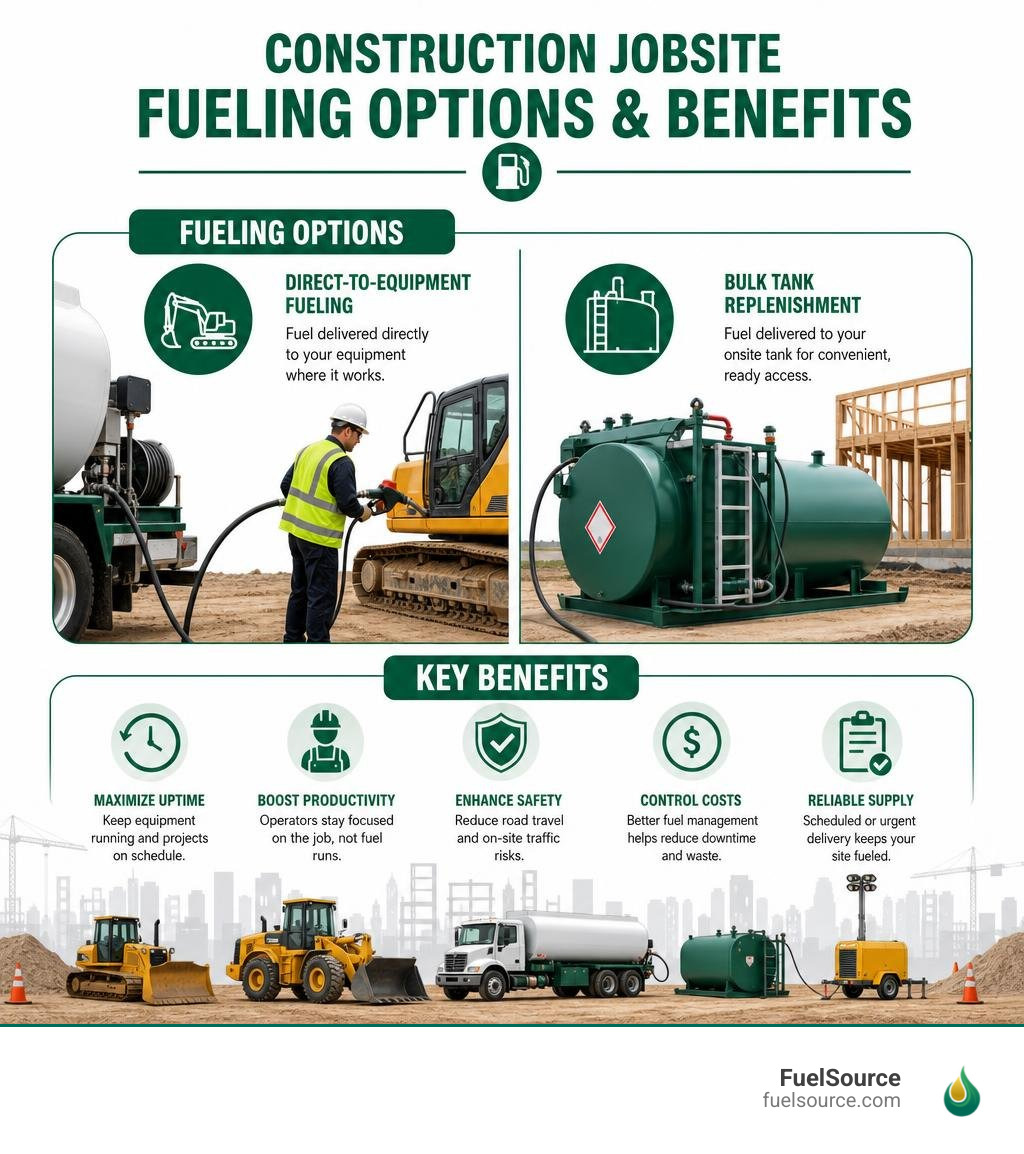 Construction jobsite fueling options and benefits infographic Construction jobsite fueling options and benefits infographic