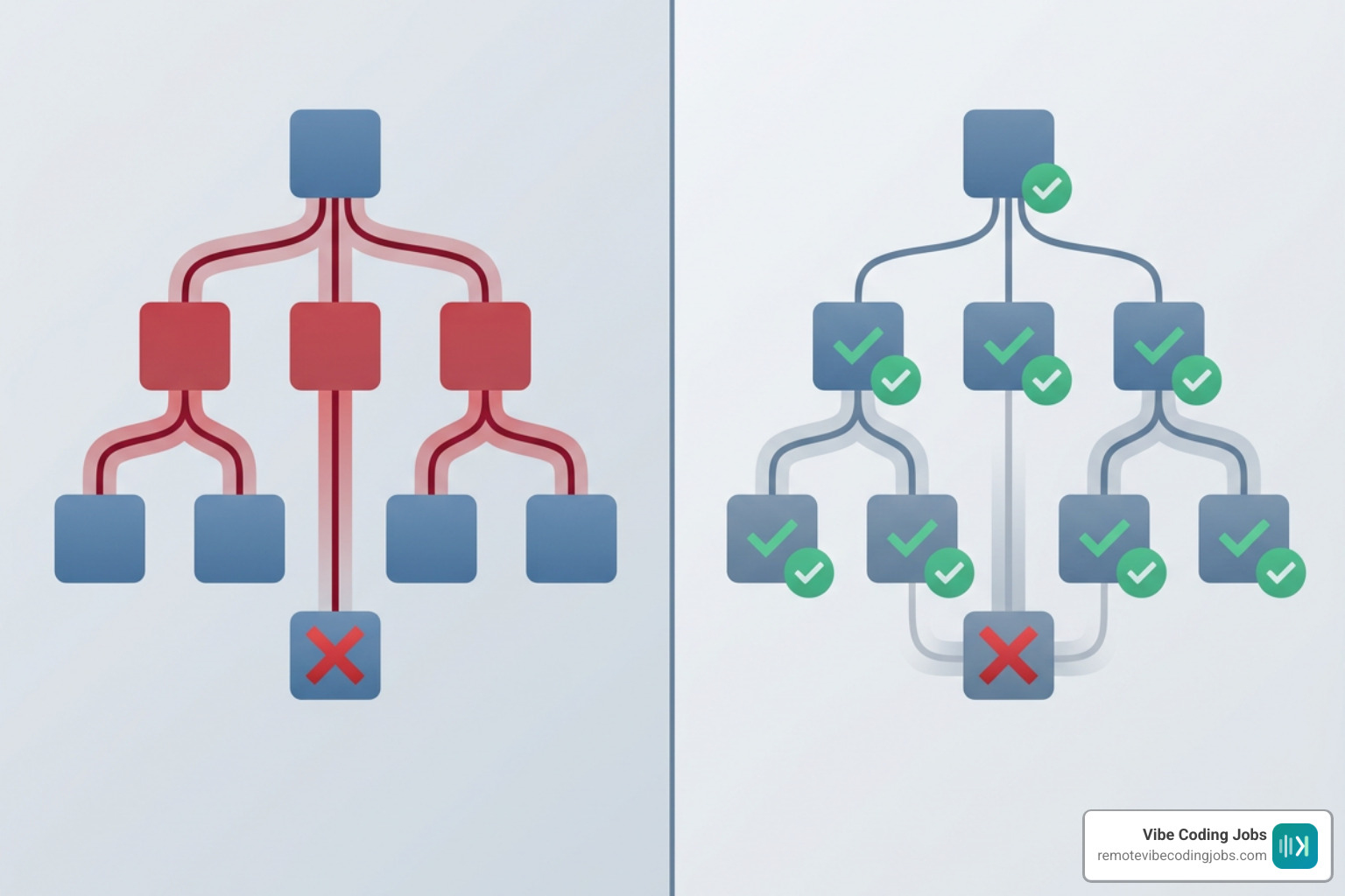 Side-by-side comparison of standard Job and SupervisorJob error routing