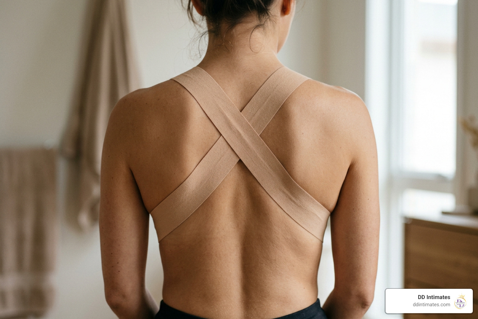 Breast tape application technique for backless apparel