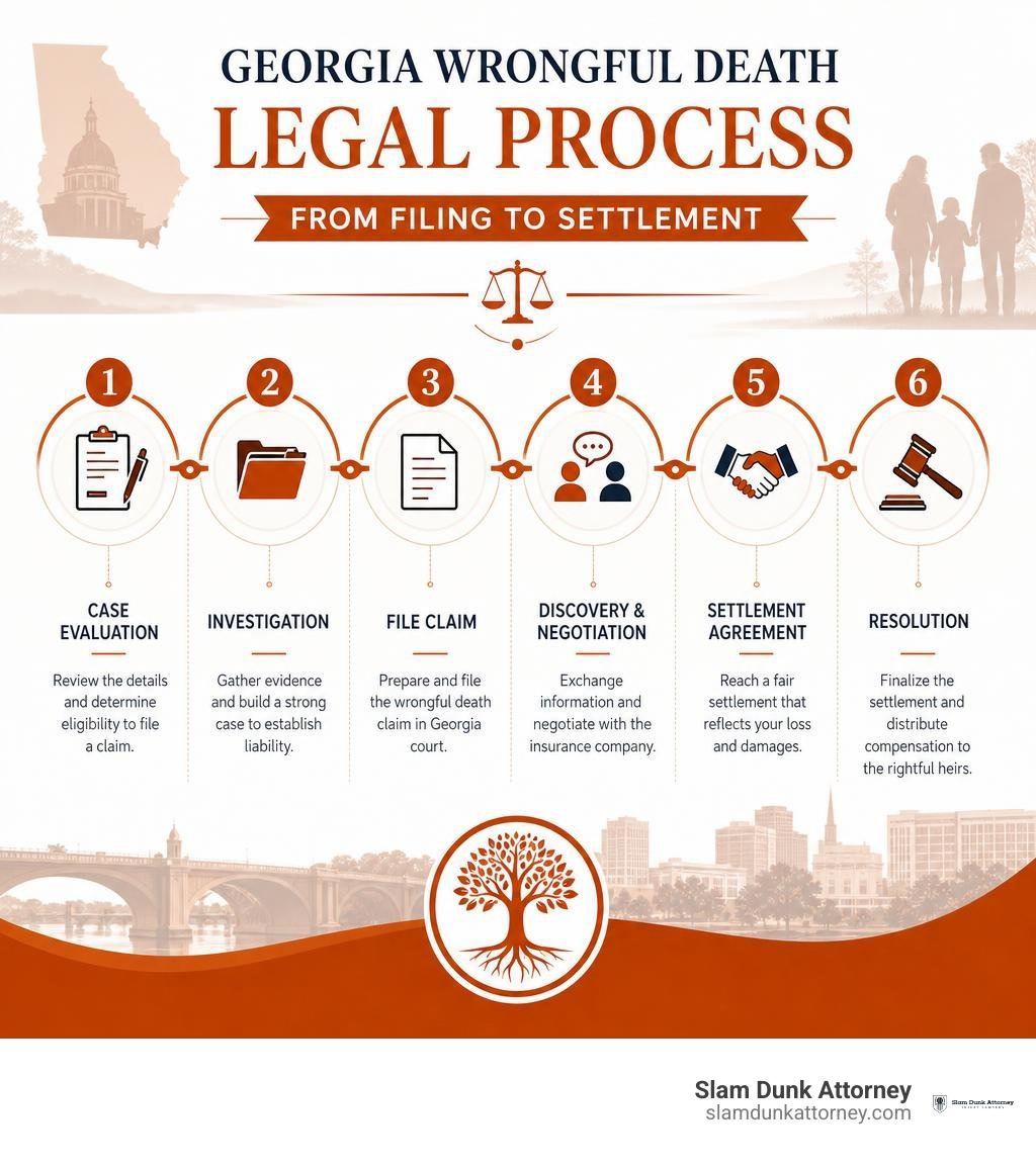 Georgia wrongful death legal process from filing to settlement infographic - macon wrongful death attorney infographic Georgia wrongful death legal process from filing to settlement infographic - macon wrongful death attorney infographic