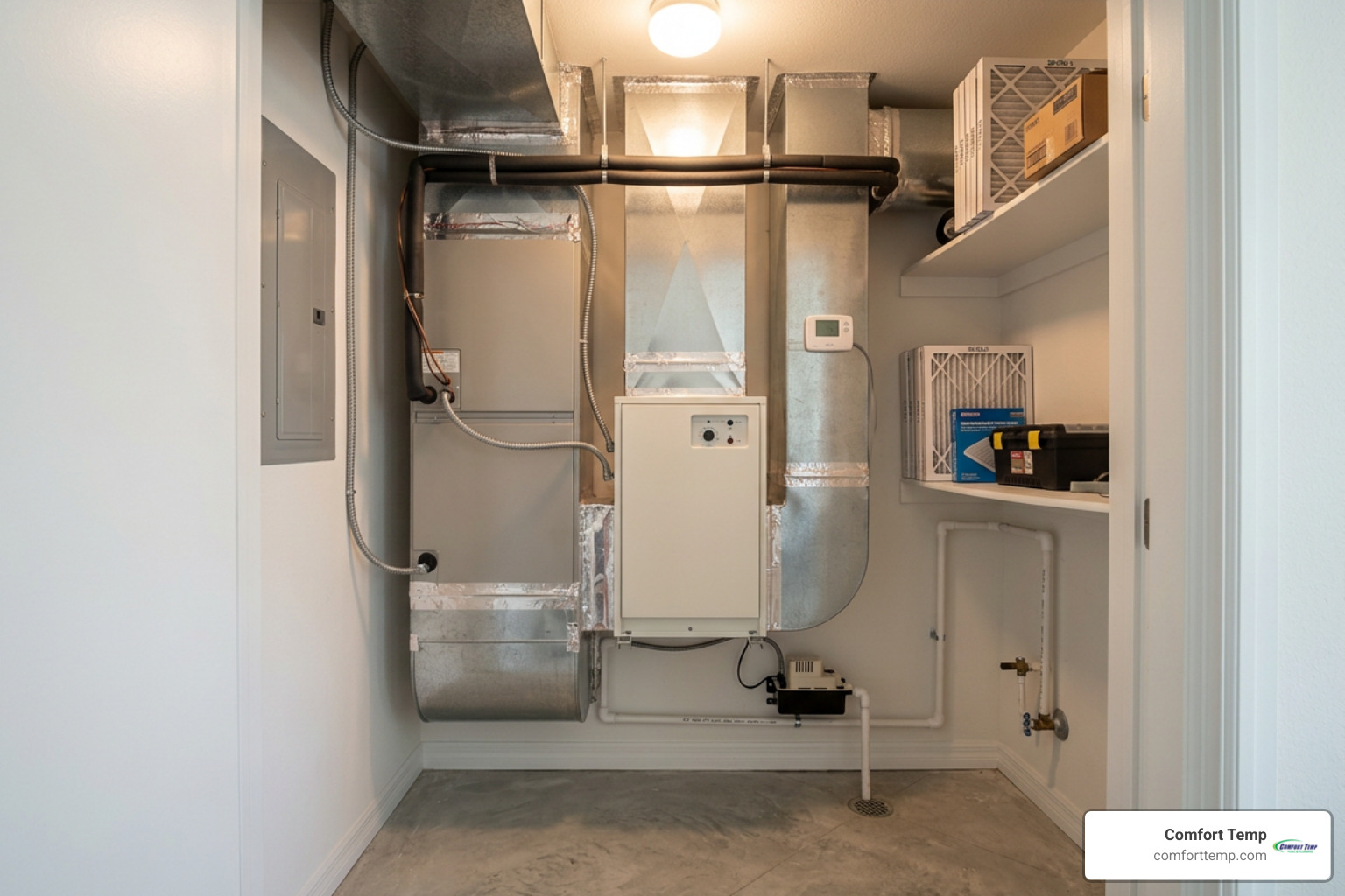 residential whole-house dehumidifier connected to home HVAC system residential whole-house dehumidifier connected to home HVAC system