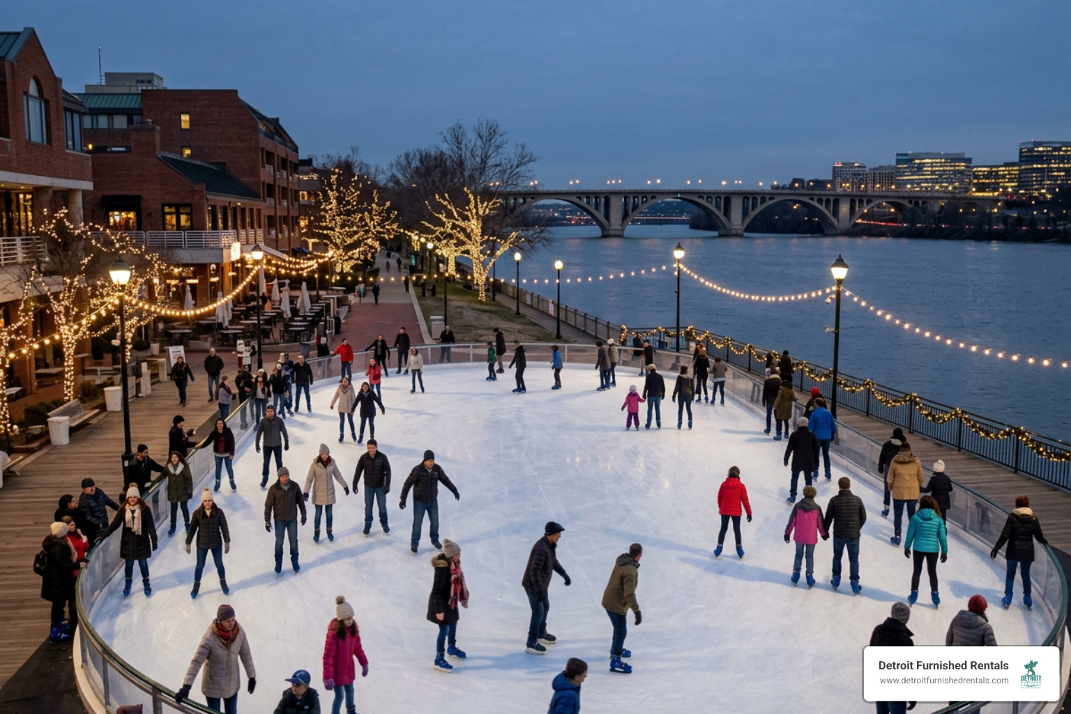 Washington Harbour ice rink along the Potomac River in Georgetown