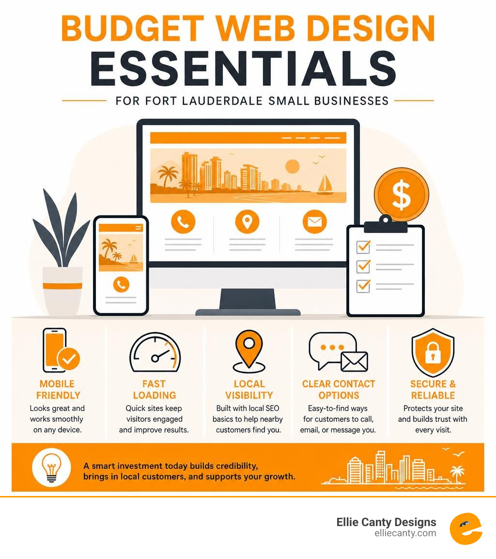 Budget web design essentials for Fort Lauderdale small businesses infographic