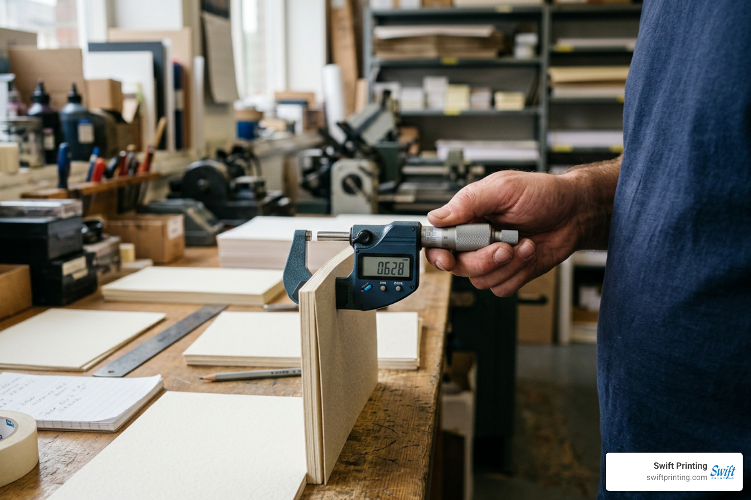 measuring cardstock thickness with a micrometer measuring cardstock thickness with a micrometer