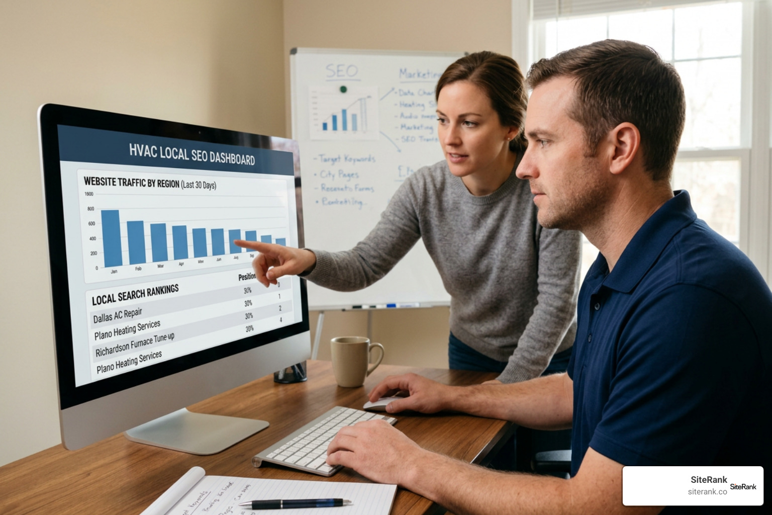 HVAC analytics dashboard showing leads, calls, and gross profit HVAC analytics dashboard showing leads, calls, and gross profit