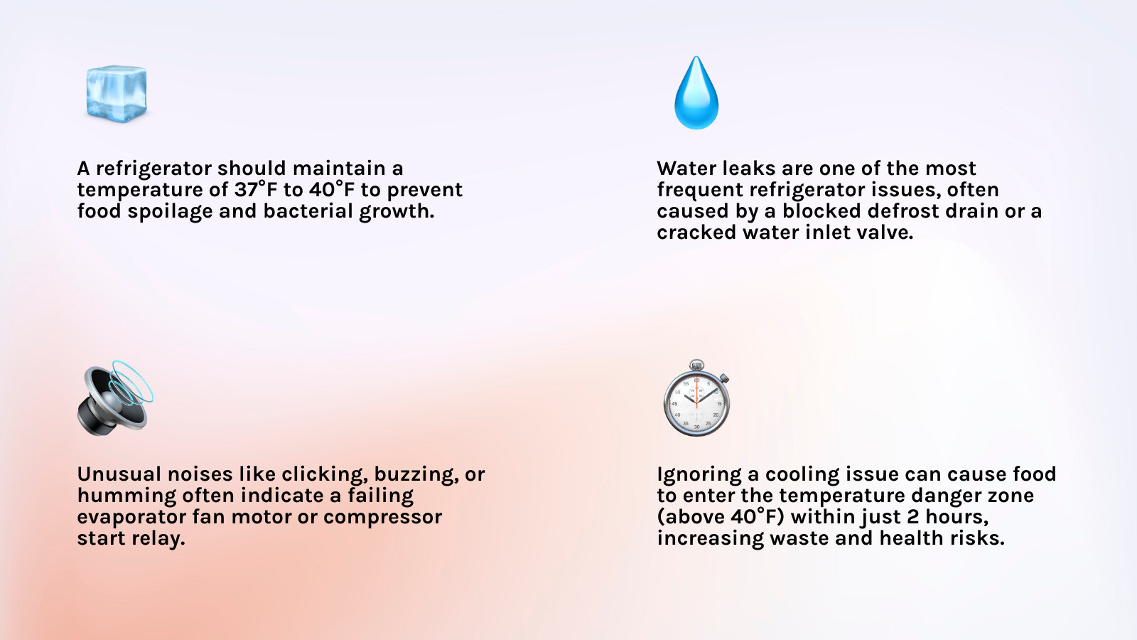 Refrigerator warning signs and when to schedule repair infographic