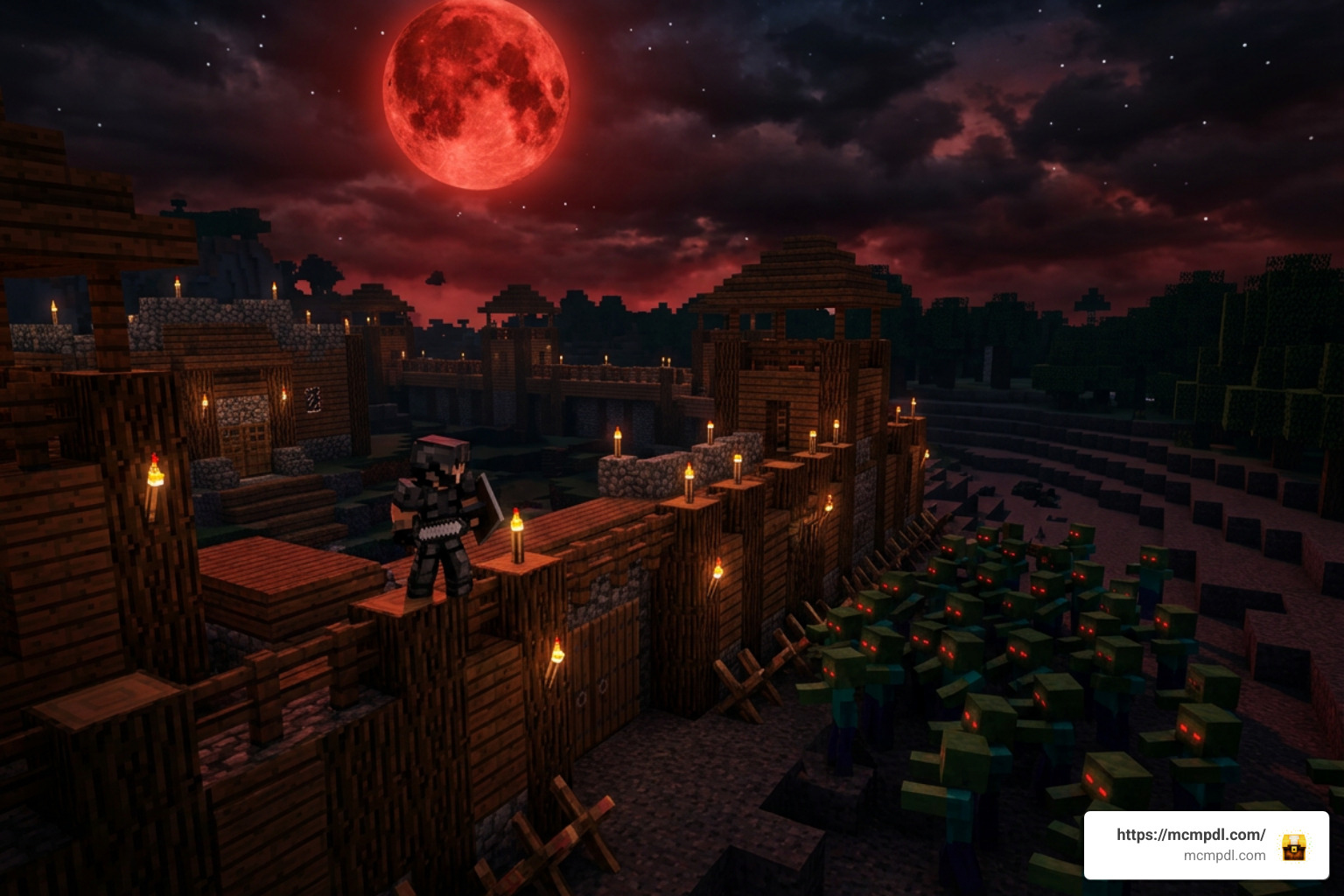 Minecraft Bedrock blood moon defense