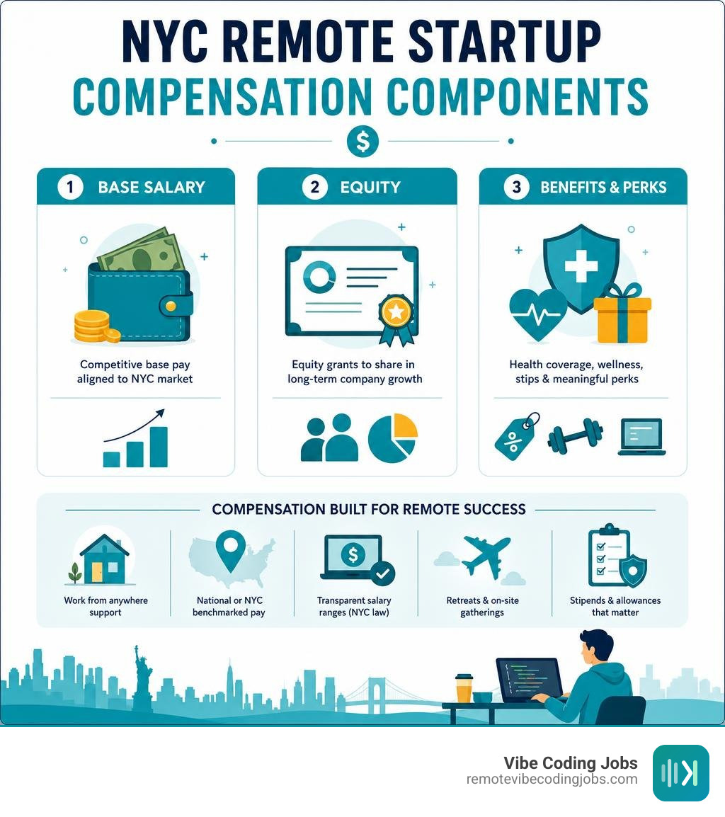 NYC remote startup compensation components infographic