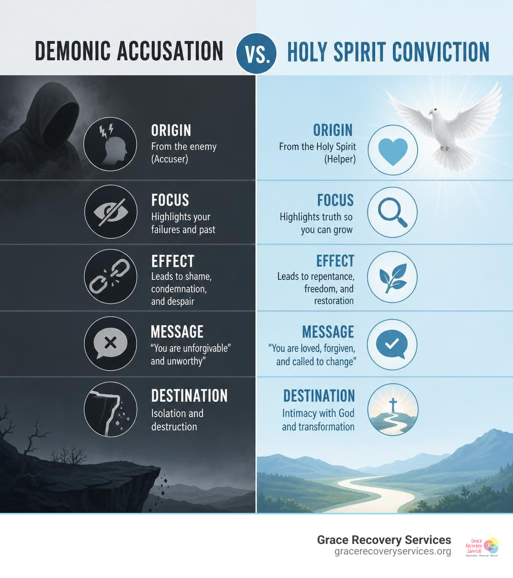 comparison of demonic accusation versus holy spirit conviction infographic comparison of demonic accusation versus holy spirit conviction infographic