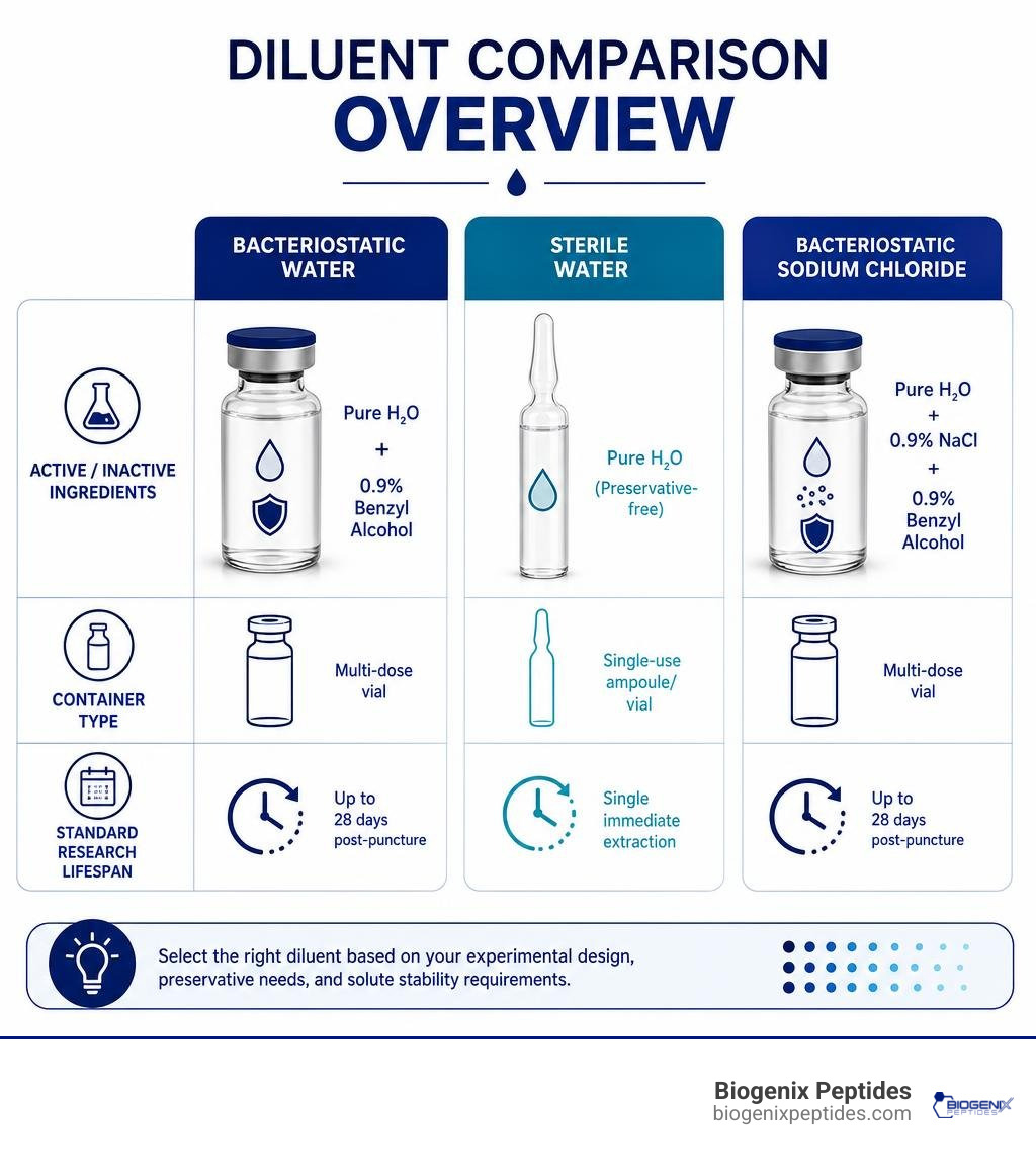 diluent comparison overview infographic