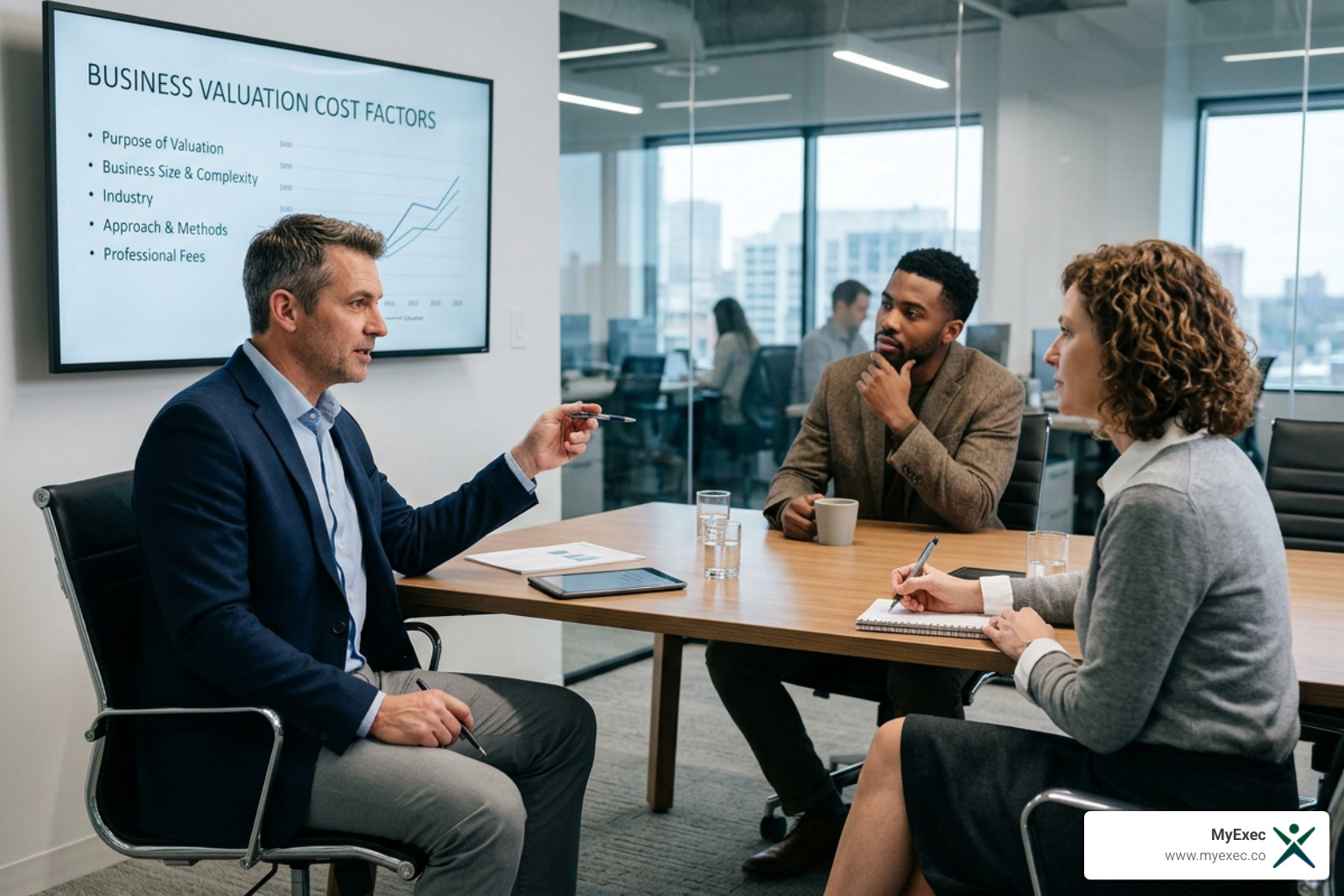 Corporate finance team reviewing M&A transaction planning