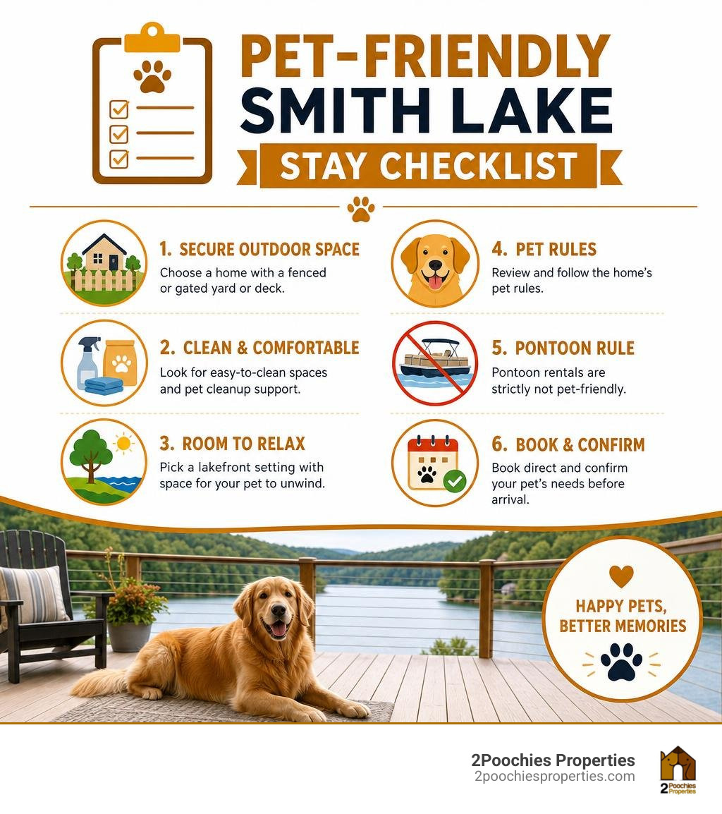 pet-friendly Smith Lake stay checklist infographic
