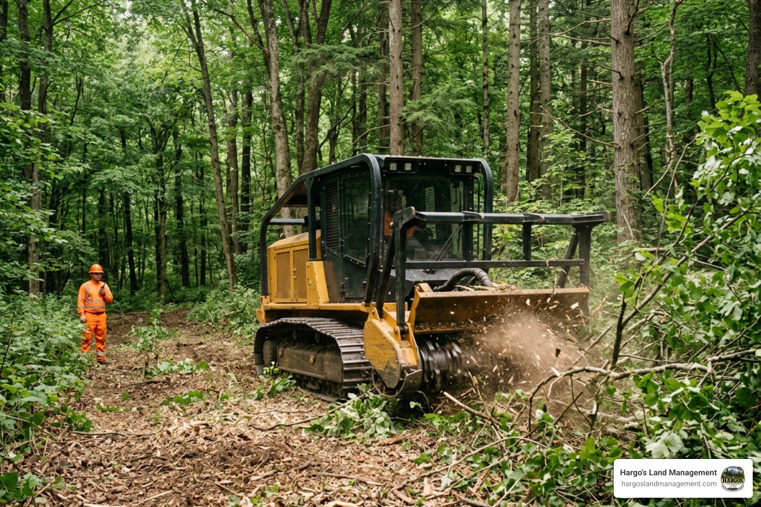 forestry mulcher working in dense woods