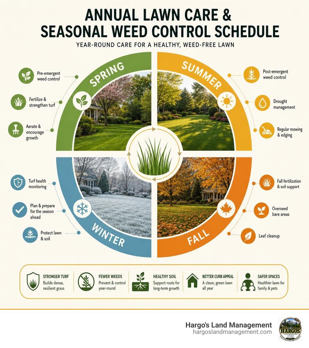 annual lawn care and seasonal weed control schedule infographic annual lawn care and seasonal weed control schedule infographic