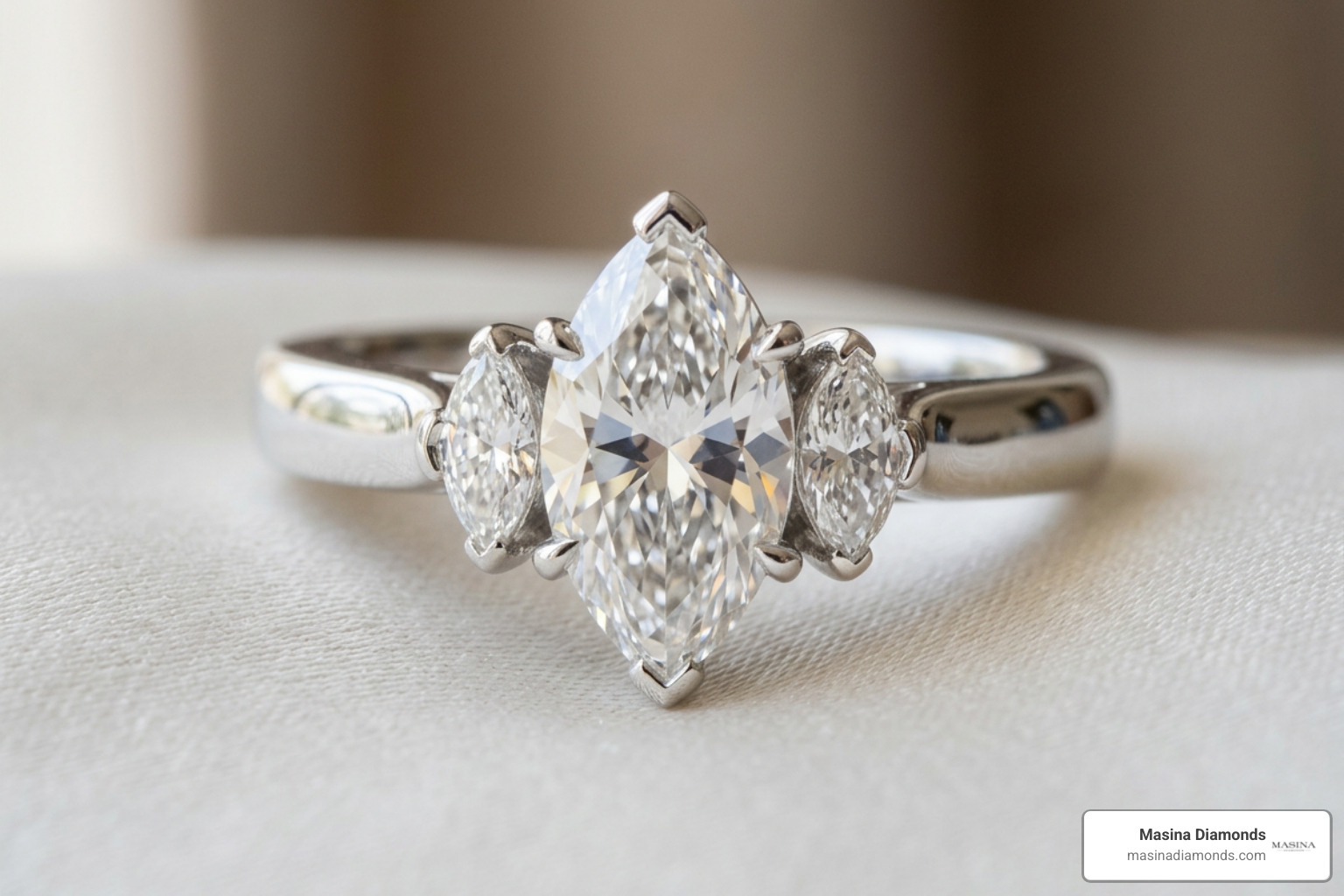 Platinum 3 stone marquise ring setting Platinum 3 stone marquise ring setting