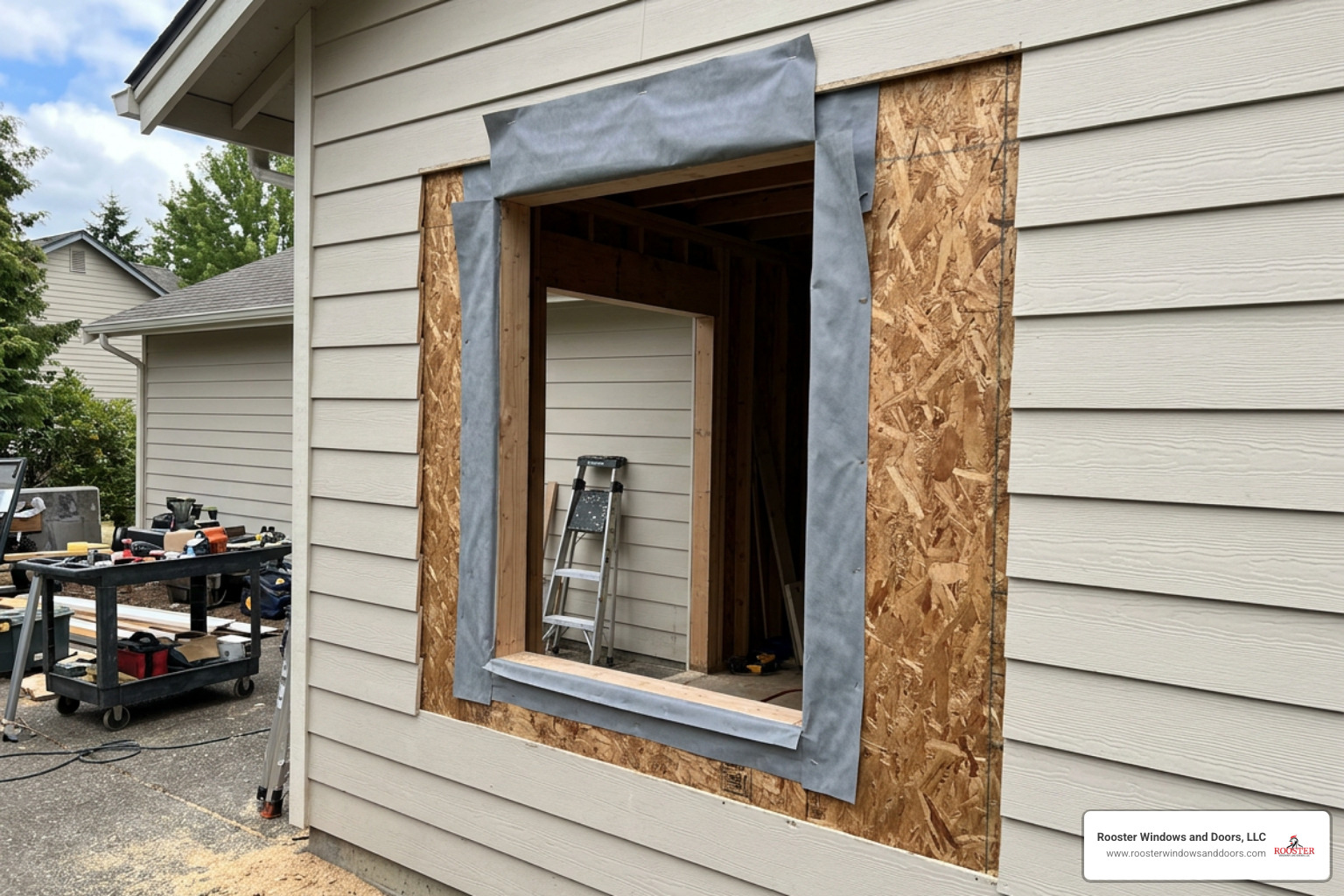 exterior wall framing prepared for flanged window exterior wall framing prepared for flanged window