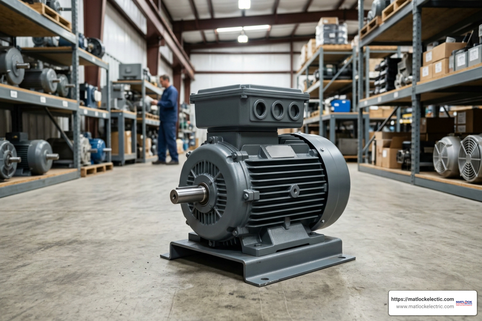 industrial electric motor with rigid base