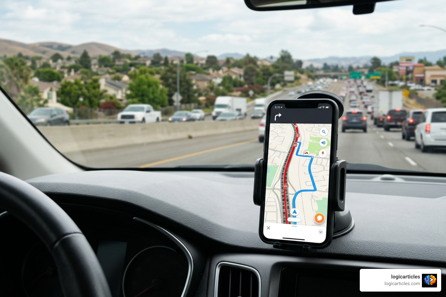 real-time GPS navigation app displaying dynamic traffic rerouting