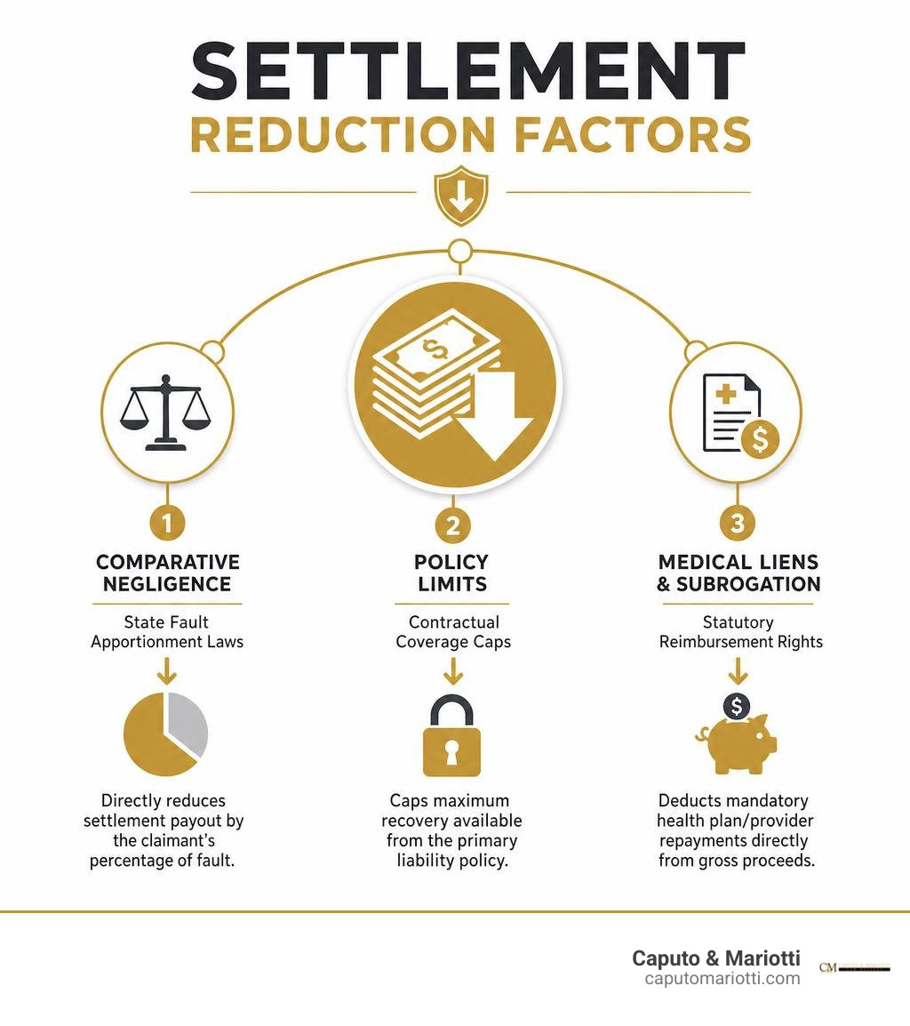 Settlement reduction factors infographic Settlement reduction factors infographic