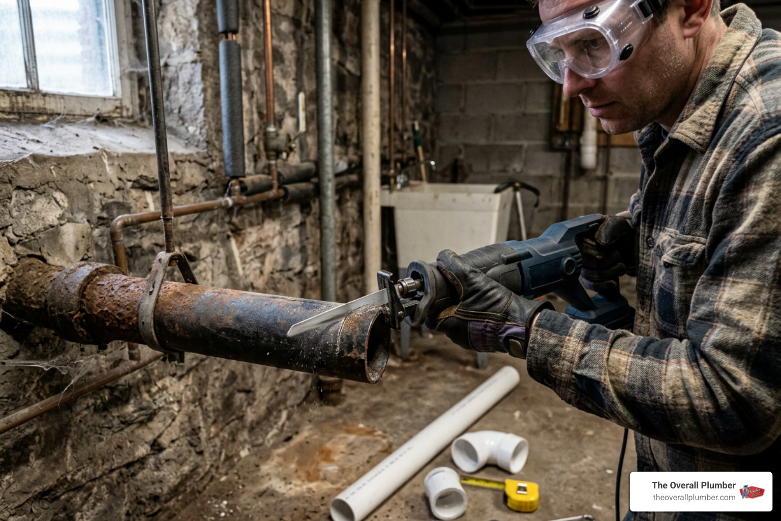 cutting and replacing cast iron pipe with PVC cutting and replacing cast iron pipe with PVC