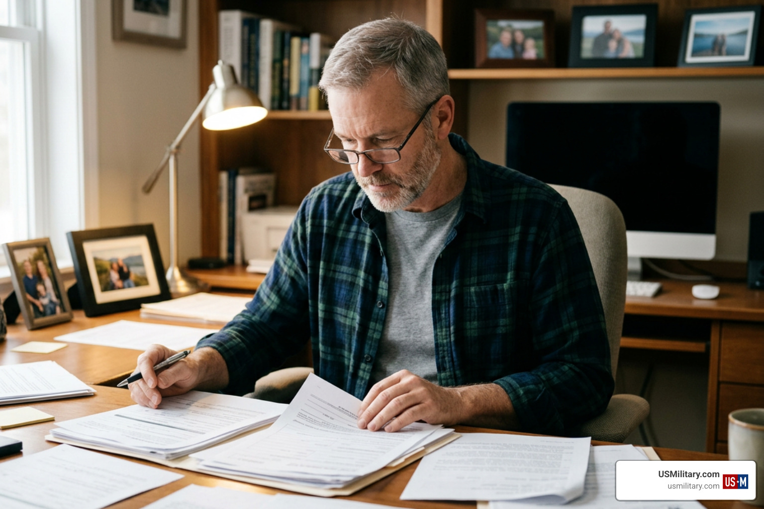 veteran reviewing VA disability paperwork