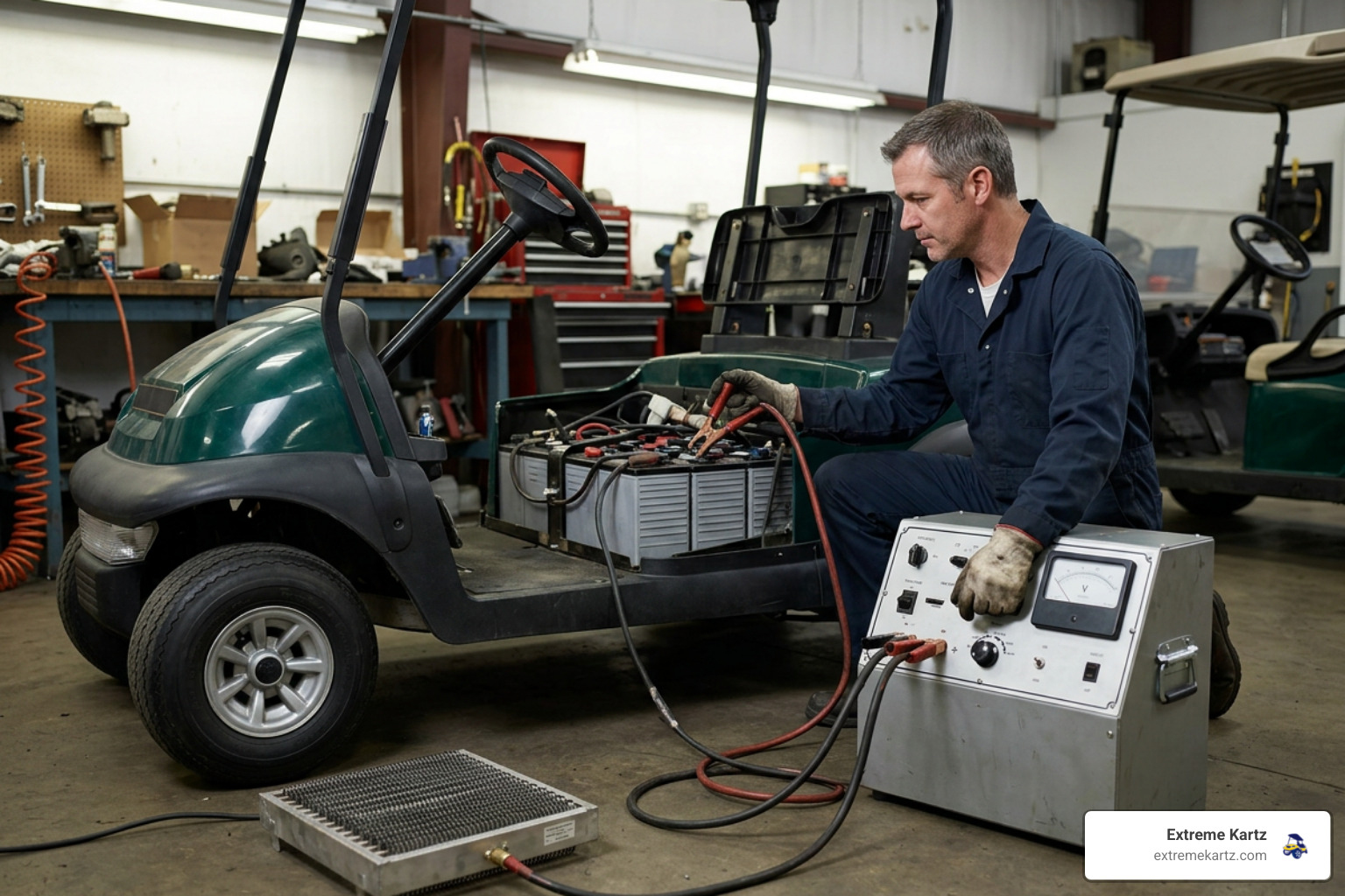 performing dynamic load test on golf cart battery pack performing dynamic load test on golf cart battery pack