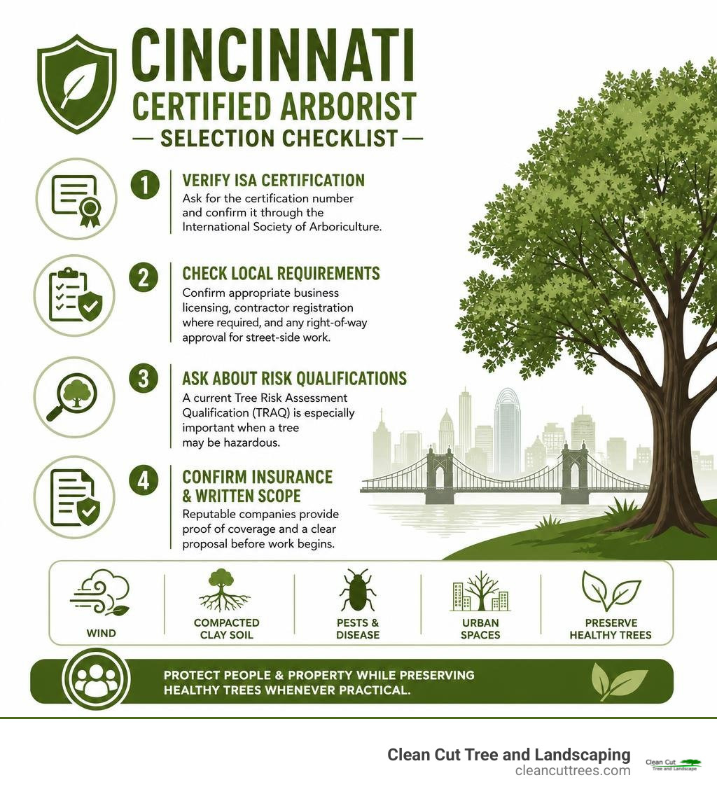 Cincinnati certified arborist selection checklist infographic infographic