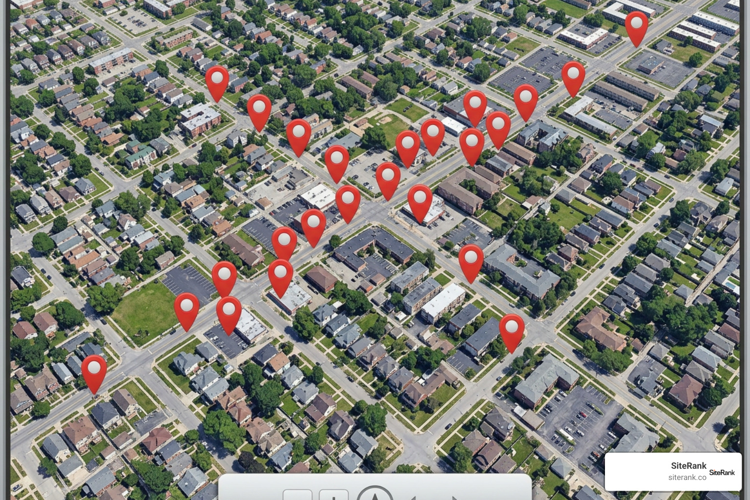 Geo-grid ranking report showing a painting contractor's local service area visibility Geo-grid ranking report showing a painting contractor's local service area visibility