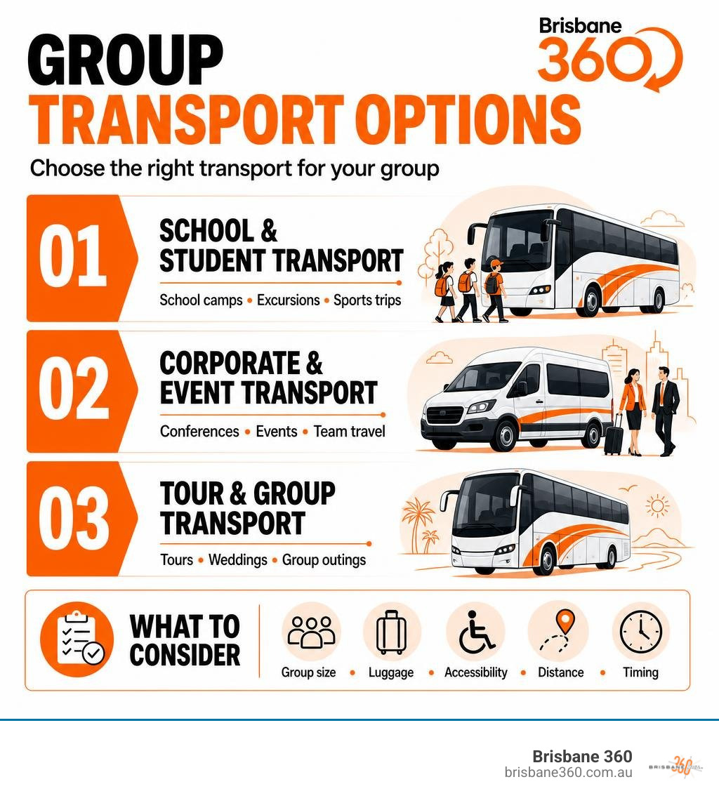 Comparison of corporate event and group transport options infographic