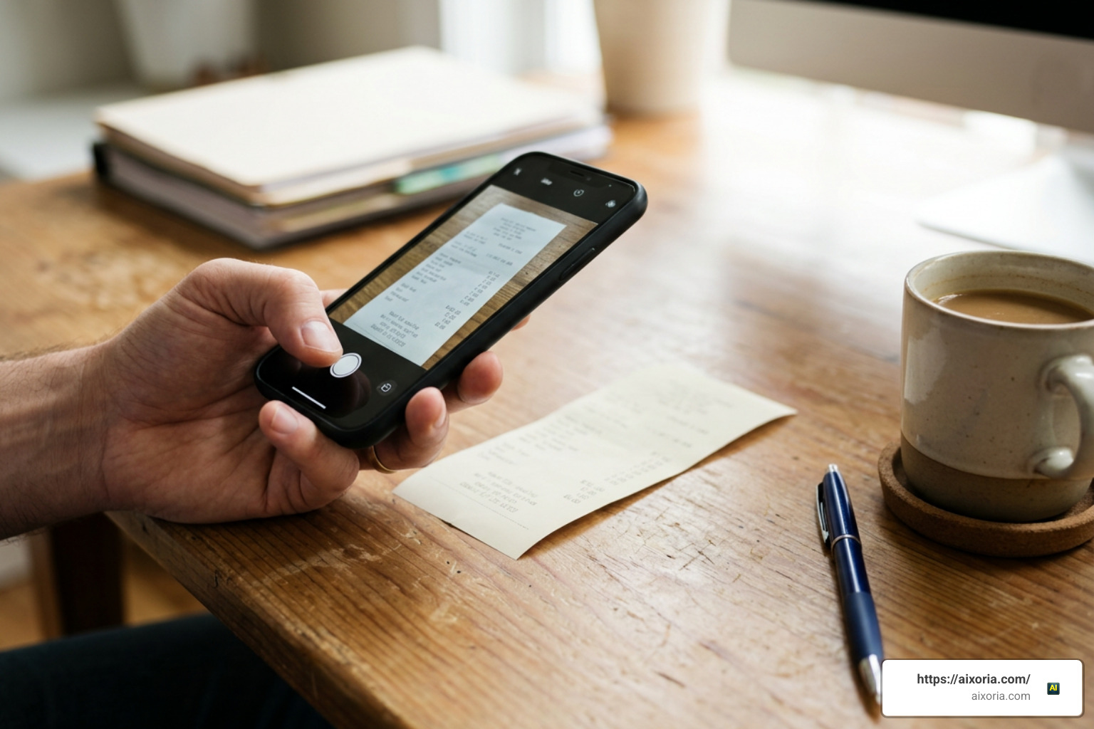 mobile phone scanning paper receipts on the go