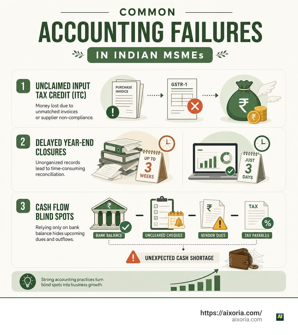 Common accounting failures in Indian MSMEs infographic Common accounting failures in Indian MSMEs infographic