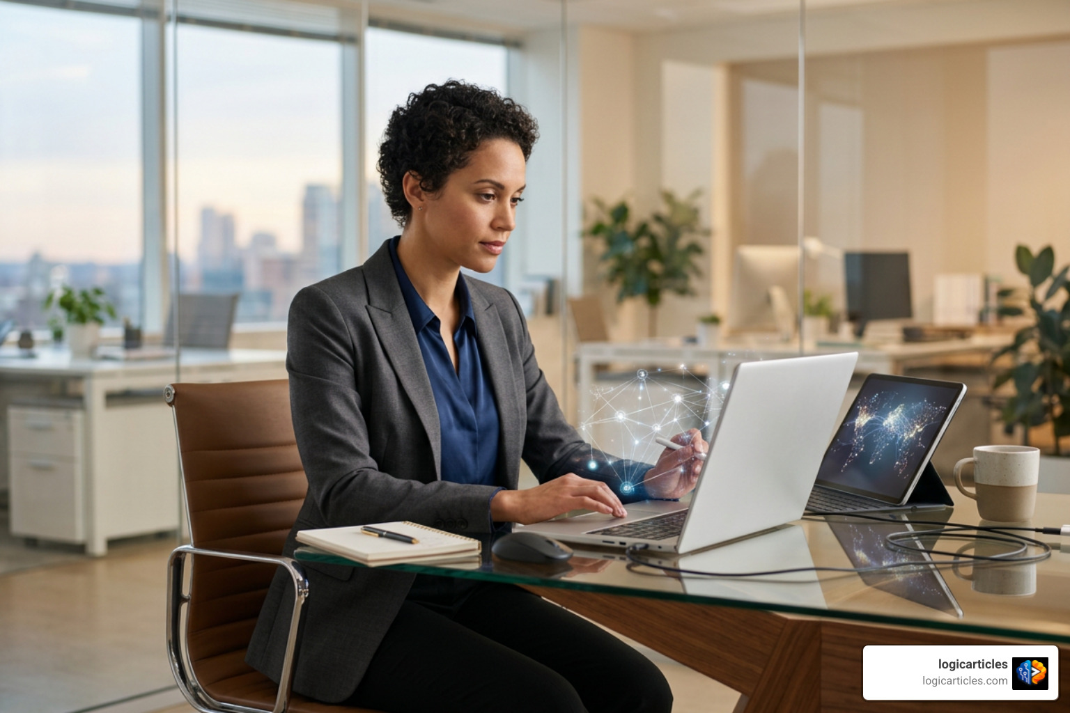professional working with artificial intelligence tools