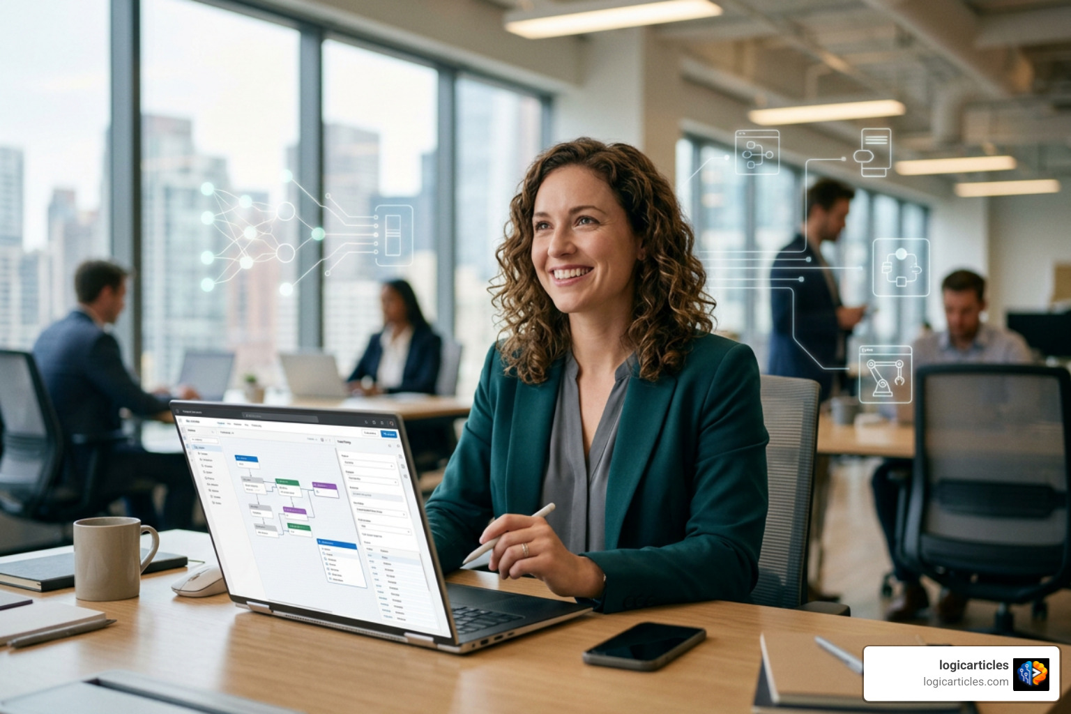 business professional using low-code tools