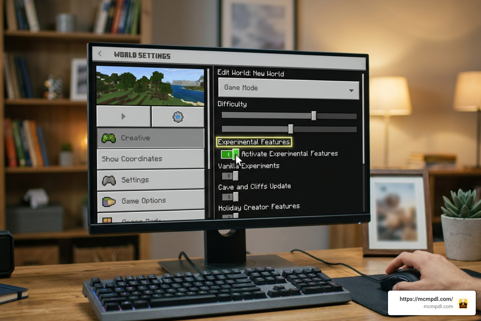 Minecraft world settings showing experimental features toggled on Minecraft world settings showing experimental features toggled on