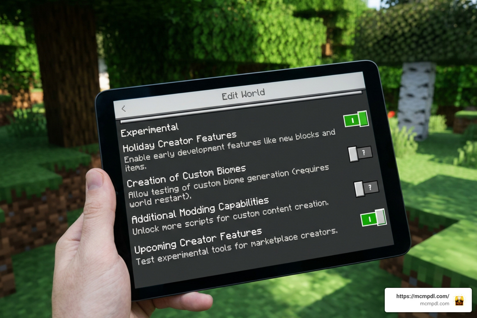 Minecraft Experimental Gameplay Settings Menu