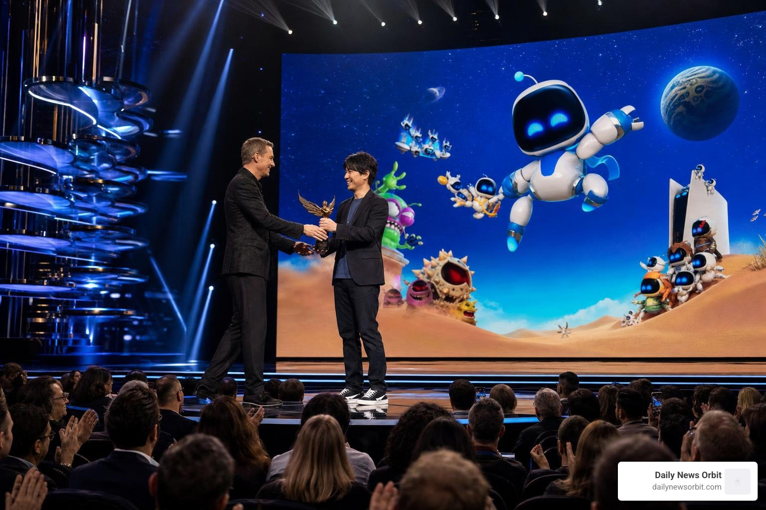 Astro Bot receiving the Game of the Year award